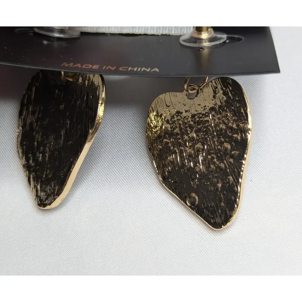 Leopard Print Heart Earrings With Rhinestones - Picture 5 of 6